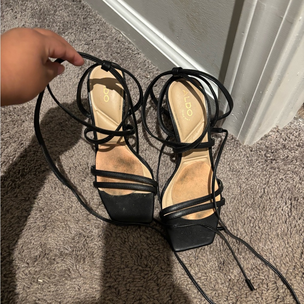 Aldo Black Strappy Heels